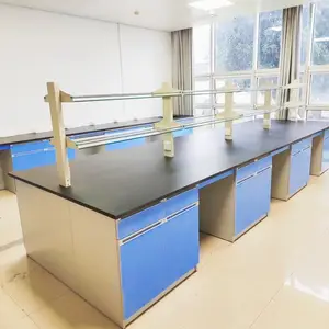 科学実験室家具八角形テーブル用のベースキャビネットと引き出し付きのL字型実験室ベンチ