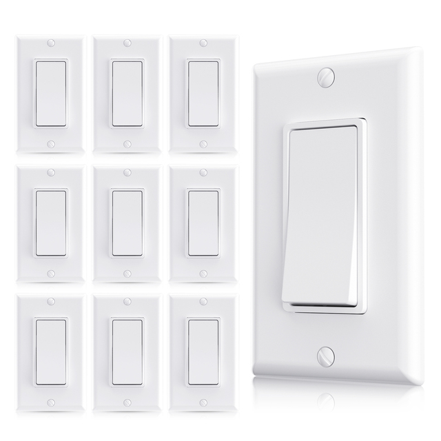 ELEGRP US  120/277V 3 Way Decorative Light Switch Electrical Wall Switch and Sockets with Self-grounding Clip