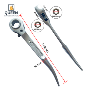 Chiave a <span class=keywords><strong>Cricchetto</strong></span> per Ponteggi 19x21mm, Doppia Estremità, in Acciaio al Carbonio Forgiato CRV, Chiave a Bussola Piatta - Product Image 2