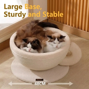 Arbre à chat en sisal moderne et écologique, grand espace, avec lit à gratter en forme de tasse à café, sans perte de fibres, pour chats, utilisable en toutes saisons - Product Image 2