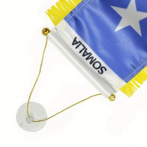 ธงซาตินโซมาเลียแบบกำหนดเอง ธงติดรถยนต์ขนาดเล็ก พร้อมพู่สีเหลือง - Product Image 3