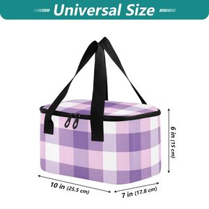 Sac isotherme portable personnalisé violet uni, grand format, pour pique-nique, activités de plein air et transport de repas - Product Image 3