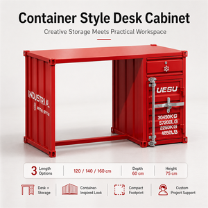 Meuble de rangement latéral de bureau HONGYAN en fer, style conteneur, 120/140/160cm, écologique et durable <span class=keywords><strong>pour</strong></span> bureau, ordinateur <span class=keywords><strong>portable</strong></span>, studio, commerce de détail - Product Image 1