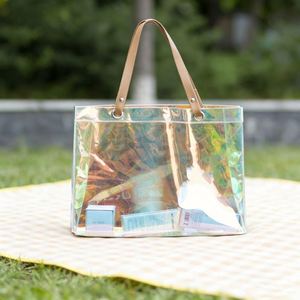 <b>Waterproof</b> Holographic Pvc Tote Durable Reusable Shopping Beach Custom Logo Printing Gift Shoulder Bag - Product Image 4