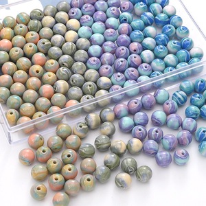 Perles en résine à effet peinture à l'huile, rondes, 8 mm, pour la création de bijoux DIY, bracelets et colliers - Product Image 5