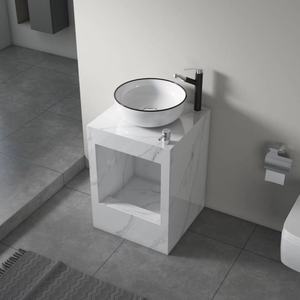 Nuevo lavabo de piedra sinterizada de diseño moderno, armario de baño integrado <span class=keywords><strong>con</strong></span> lavabo de <span class=keywords><strong>pie</strong></span> de columna tridimensional resistente al agua - Product Image 3