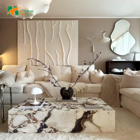 Table basse élégante en marbre Calacatta Viola à jointure invisible MT STONE, table en cube de pierre de luxe italienne pour villa et hôtel