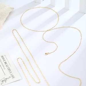 Cinturón de cintura chapado en oro de 18 quilates ajustable <span class=keywords><strong>Sexy</strong></span> Bikini playa cuerpo cadenas cubano capas de acero inoxidable joyería impermeable de moda - Product Image 5