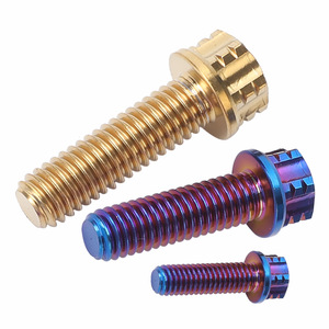 Vàng Xanh GR5 hợp kim Titan lục giác đầu mặt bích bu lông M4 M5 xe đạp xe máy sửa đổi vít vít titan - Product Image 1
