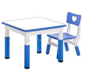 价格便宜幼儿园儿童桌椅套装教室家具学校儿童塑料长方形桌椅出售