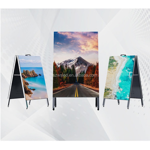 Support d'affichage vertical lumineux à LED pour publicité extérieure, panneau lumineux haute luminosité, support de poster rechargeable - Product Image 1
