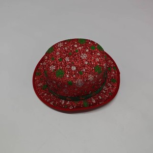 Christmas <b>Red</b> <b>Sequined</b> Top Hat With Snowflake Pattern Unisex Party Hat - Product Image 3