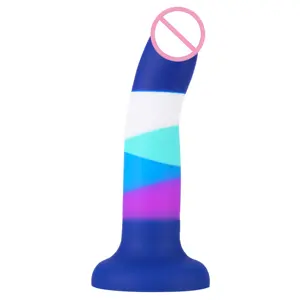 Heißer Verkauf Künstlerischer Stil Thema Silikon dildo mit mehreren Schicht farben Weibliche Masturbation Penis Sexspielzeug für Frauen