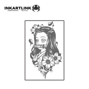 INKARTLINK Autocollant <span class=keywords><strong>Tatouage</strong></span> Fille Anime Japonaise Style Kawaii Fleur de <span class=keywords><strong>Cerisier</strong></span> Sakura Herbal 15 Jours Art Corporel Fournitures en Gros - Product Image 4