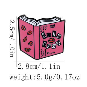 Le classiche labbra rosse delle donne bruciano spille con smalto del libro rosa si gettano nel modello di auto con lettera perdente spille rotonde - Product Image 4