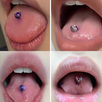 Piercing Labret, Tragus, Hélix, Lèvre en Titane ASTM F136 G23, Opale, Boule Transparente à 3 Griffes, Fileté Intérieurement, Plaqué Arc-en-ciel, Multi