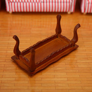 Accesorios para muebles de casa de muñecas a escala 1:12, modelo en miniatura de madera de tres colores, accesorios de escena, mesa de centro de superficie curva, muñeca - Product Image 5