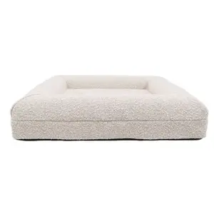Yangyangpet White Think Dog Bed For Large Dogs Min Order 1 Memory Foam Orthopedic Luxury Boucle Dog Bed