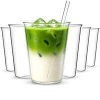 Gobelet réutilisable en verre pour Matcha Latte avec paille, tasse à café en verre transparent pour Matcha Latte et thé, supports vierges pour gravure laser