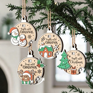 Ornamenti Natalizi Conto alla Rovescia in Legno, Calendario dell'Avvento con Decorazioni Pendenti <span class=keywords><strong>per</strong></span> Casa - Product Image 1