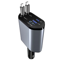 Pengisi Daya Mobil Digital Berkualitas Tinggi 100W PD 4 in 1 Kompatibel Luas, Kabel Retractable Ganda, Adaptor Pengisi Daya Mobil Cepat Portabel