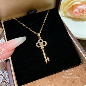 Collana in Titanio con Ciondolo a Quadrifoglio in Stile Coreano, Catena per Clavicola Super Scintillante Placcata <span class=keywords><strong>Oro</strong></span>/Argento per Donne - Product Image 6