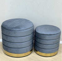 Bailey Offre Spéciale Pouf de rangement rond personnalisé Pouf en velours Ensemble de 2 poufs