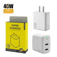 Chargeur rapide 40W double Type-C PD 3.0, prise US, adaptateur secteur haute efficacité ignifuge pour iPhone 15 et écouteurs