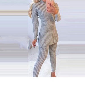 Delle donne di Autunno A Due Pezzi Sudore Ufficio Suits Maglia Con Spacco Lungo Set di Eleganti - Product Image 5