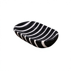 Bol en marbre noir et blanc artisanal, vaisselle en pierre naturelle pour la vente en gros - Product Image 1