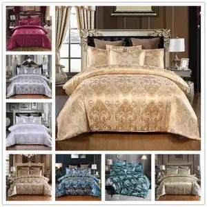 Parure de lit en satin, jacquard européen, ensemble de literie avec housse de couette et taies d'oreillers, 3 pièces, vente en gros