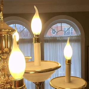 Bombilla de candelabro <span class=keywords><strong>LED</strong></span> E14 AC220V 4W, luz blanca cálida, candelabro de vidrio esmerilado lechoso, Bombilla para comedor, dormitorios, Base <span class=keywords><strong>E27</strong></span> - Product Image 4