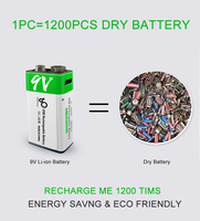 SMARTOOOLS Ganti Baterai Primer 9V Baterai Li-Ion Isi Ulang dengan USB 650mah 9v Lithium untuk Mainan Mobil, Peralatan Tenaga Tipe C