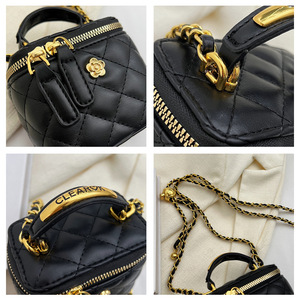 Borse a <span class=keywords><strong>Tracolla</strong></span> di Lusso con <span class=keywords><strong>Catena</strong></span> Gioiello per Donna <span class=keywords><strong>Borsa</strong></span> a Spalla di Marchi di Moda Manico in Metallo Doppia Cerniera <span class=keywords><strong>Borsa</strong></span> Box a Quadri per Cosmetici - Product Image 3