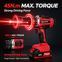 Perceuse sans fil Li-Ion 20V, couple de 45 N.m, perceuse rechargeable à deux vitesses, avec fonction d'impact, perceuse électrique pour le bricolage, le bois, le métal, la maison