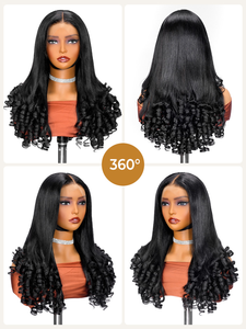 Perruques de cheveux humains vierges à 100 %, lisses pré-coiffées, avec petite dentelle transparente 13x4 et pointes bouclées, pour femmes noires - Product Image 6