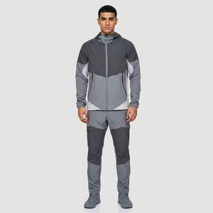Wholesale <b>Lightweight</b> <b>Men's</b> Women's Sports Windbreaker <b>Jacket</b> Zipper Closure Knitted Canvas Fabric Front Hooded Vintage Style - Product Image 1