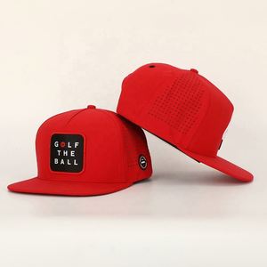 Wholesale Custom Design Your Own Logo <b>Mens</b> 5 Panel Laser Cut Hole Hat,<b>Flat</b> Bill Waterproof Hip Hop Gorras Snapback <b>Cap</b> - Product Image 2