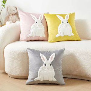 ปลอกหมอนอีสเตอร์ขนาด18X18นิ้วงานปักลายกระต่ายกำมะหยี่เนื้อนุ่มดีไซน์ใหม่ - Product Image 1