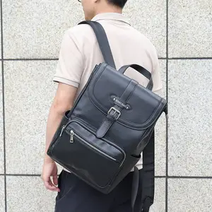 Luxury High-end Full Embossed Back Packs Big Capacity Rucksack Bags Black Vegan Pu Leather Custom Backpack With Logo