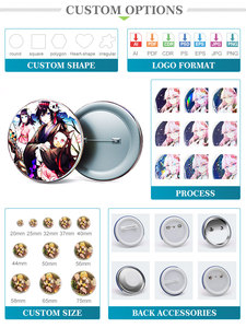 Khuyến mãi giá rẻ Phù Hiệu kim loại Round Shaped tin nút pins trang trí Anime tùy chỉnh an toàn Pin huy hiệu nút với pin - Product Image 4