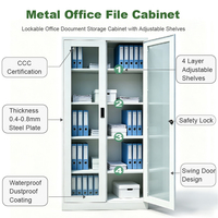 Archivador de Acero con Cerradura para Oficina, con 2 Puertas Batientes de Vidrio, Archivador Metálico Comercial para Almacenamiento de Archivos