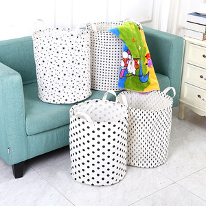 Cesto para Ropa Sucia de Algodón y Lino, Redondo, Portátil, para Baño - Product Image 1
