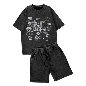 Conjunto deportivo personalizado con logotipo para hombre, camiseta, pantalones cortos, ropa de verano, ropa deportiva, ropa de gimnasio, ropa de fitness, ropa deportiva transpirable - Product Image 1
