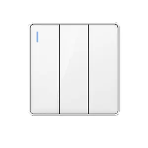 High quality wall switch UK 13A 3 gang 1 way switch, 3 gang switch, 3gang dimmer switch white pc panel