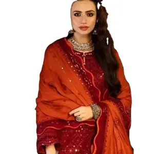 सुंदर सलवार कमीज सूट डिजाइनर भारतीय पाकिस्तानी नया टॉप डिजाइन नेक कढ़ाई मुद्रित ड्रेस लॉन कुर्ती संग्रह