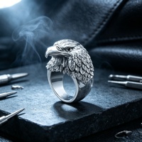 Bague Viking Aigle Noeud Celtique Homme Geometrique Tribal Grave Large Bande Alliage Vintage Gothique Or Bijoux Nordique Gros