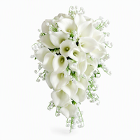 Weiße Calla-Lilie Tropfenförmiger Brautstrauß Künstlicher Lilien-Hochzeitsstrauß Handblumen für Fotoshootings Deko Künstlicher Hochzeitsstrauß