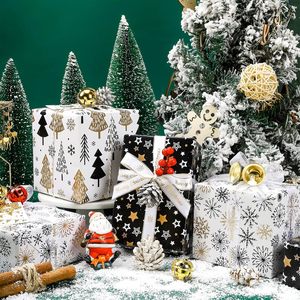 Wrapping <b>Paper</b> <b>Roll</b> 17x120 Inch Christmas Black Gold Design Double Side Recyclable Gift Craft Packaging - Product Image 4