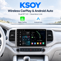 KSOY-TS18 FM RDS 4+64G QLED Android 14 WiFi BT 5.0 RCA Output Kamera 360 Octa Core DVR Android Carplay untuk Mobil Multimedia Mobil